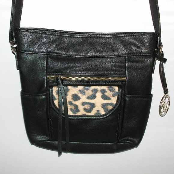 Jessica Simpson Handbags - Jessica Simpson Black Leopard Trim Crossbody Purse